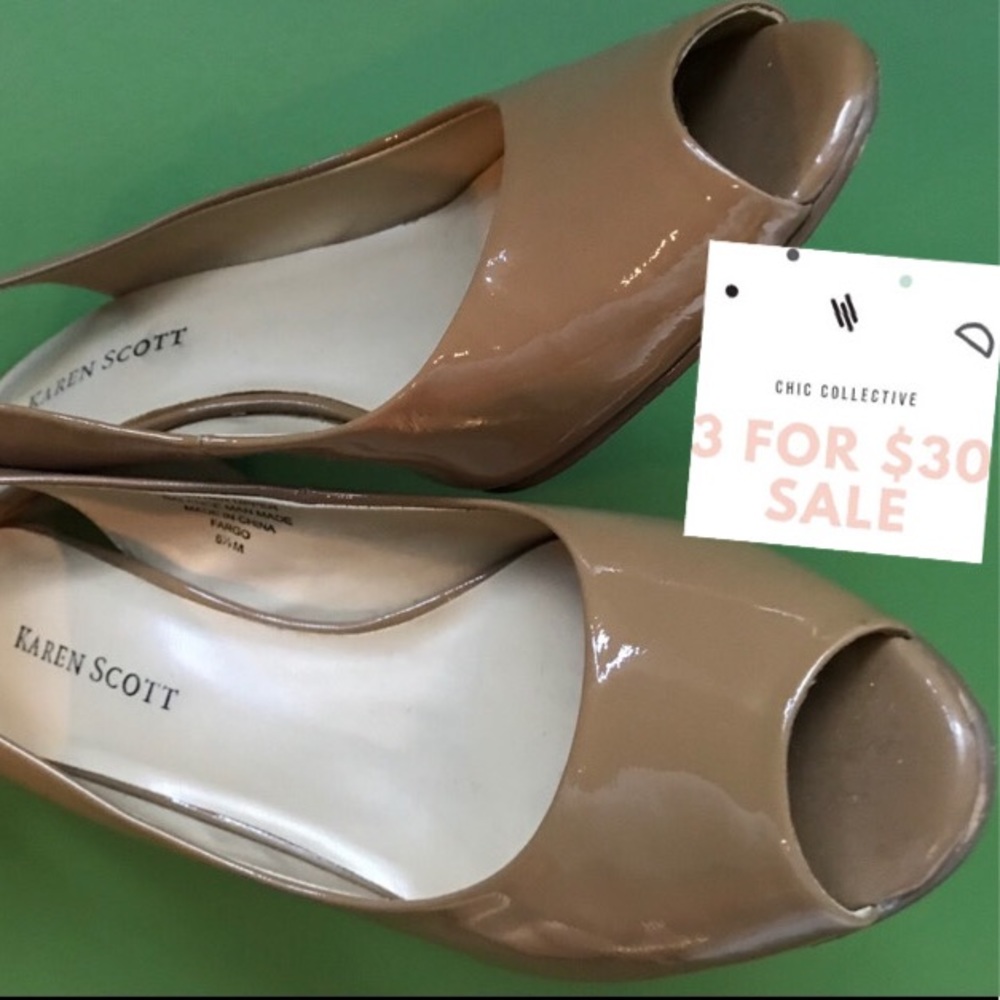 Karen Scott sling back open toe heels